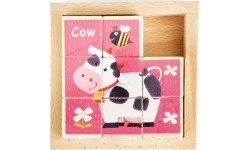 Drewniane klocki puzzle edukacyjne układanka Ecotoys zoo