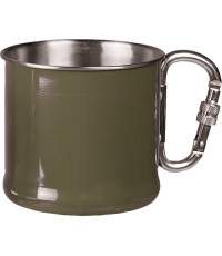 Kubek ze stali nierdzewnej z karabińczykiem, 500 ml, zielony