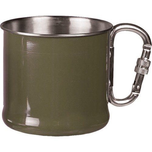 Kubek ze stali nierdzewnej z karabińczykiem, 500 ml, zielony