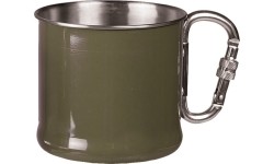 Kubek ze stali nierdzewnej z karabińczykiem, 500 ml, zielony