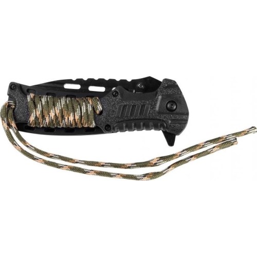 NÓŻ JEDNORĘCZNY PARACORD W KAMUFLAŻU Z PODPAŁKĄ