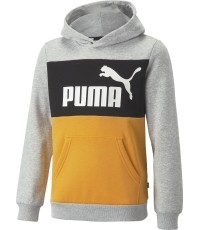 Bluza młodzieżowa z kapturem Puma ESS Block czarno-szaro-żółta 849081 04