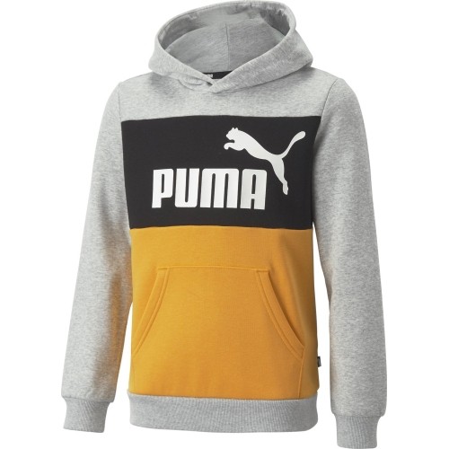 Bluza młodzieżowa z kapturem Puma ESS Block czarno-szaro-żółta 849081 04