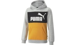 Bluza młodzieżowa z kapturem Puma ESS Block czarno-szaro-żółta 849081 04