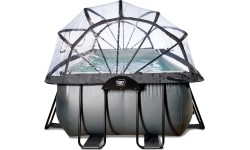 EXIT Czarny basen skórzany 540x250x122cm z pompą filtrem piaskowym i kopułą oraz pompą ciepła - czarny