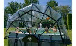 EXIT Czarny basen skórzany 540x250x122cm z pompą filtrem piaskowym i kopułą oraz pompą ciepła - czarny