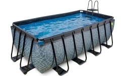 EXIT Basen kamienny 400x200x122cm z pompą z filtrem piaskowym - szary