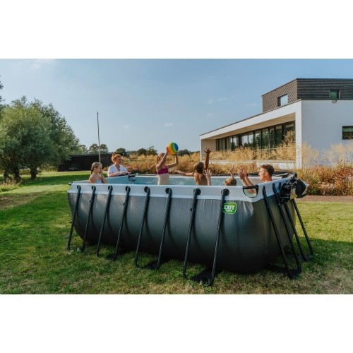 EXIT Basen kamienny 400x200x122cm z pompą z filtrem piaskowym - szary