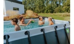 EXIT Basen kamienny 400x200x122cm z pompą z filtrem piaskowym - szary