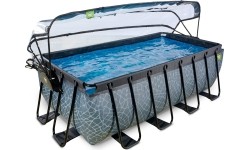 EXIT Basen kamienny 400x200x122cm z pompą filtrem piaskowym i kopułą - szary
