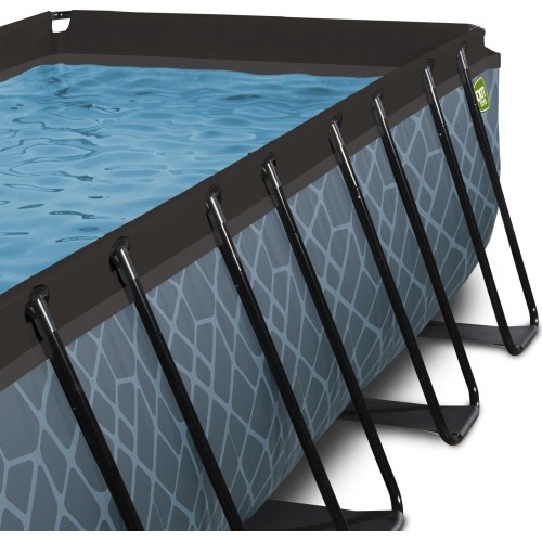 EXIT Basen kamienny 400x200x122cm z pompą filtrem piaskowym i kopułą - szary