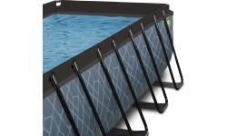 EXIT Basen kamienny 400x200x122cm z pompą filtrem piaskowym i kopułą - szary