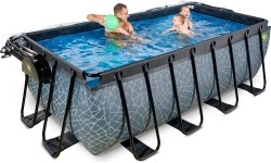 EXIT Basen kamienny 400x200x122cm z pompą filtrem piaskowym i kopułą - szary