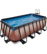Basen EXIT Wood 400x200x122 cm z pompą z filtrem piaskowym, brązowy
