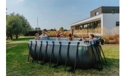 EXIT Basen drewniany 400x200x122cm z pompą z filtrem piaskowym - brązowy