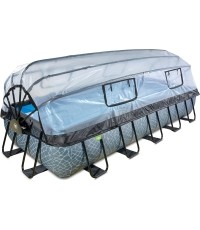 Basen EXIT Stone 540 x 250 x 100 cm z zadaszeniem, pompą z filtrem piaskowym i pompą grzewczą