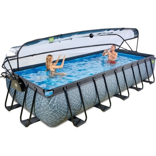 Basen EXIT Stone 540 x 250 x 100 cm z zadaszeniem, pompą z filtrem piaskowym i pompą grzewczą