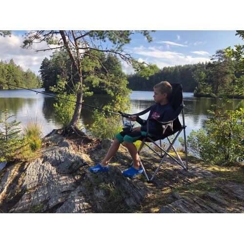 Turystyczne krzesło składane kempingowe BasicNature Travelchair, Czarne