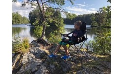 Turystyczne krzesło składane kempingowe BasicNature Travelchair, Czarne