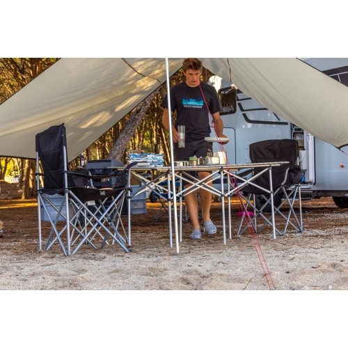 Turystyczne krzesło składane kempingowe BasicNature Travelchair, Czarne