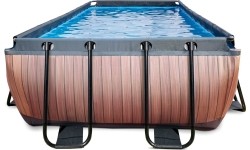 Basen drewniany EXIT 400x200 cm z pompą z filtrem piaskowym - brązowy Basen stelażowy prostokątny 7020 L