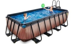 Basen drewniany EXIT 400x200 cm z pompą z filtrem piaskowym - brązowy Basen stelażowy prostokątny 7020 L