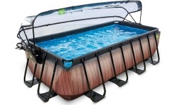 Basen EXIT Wood 400x200x100cm z zadaszeniem, drabinką i filtrem piaskowym