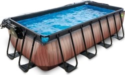 Basen EXIT Wood 400x200x100cm z zadaszeniem, drabinką i filtrem piaskowym