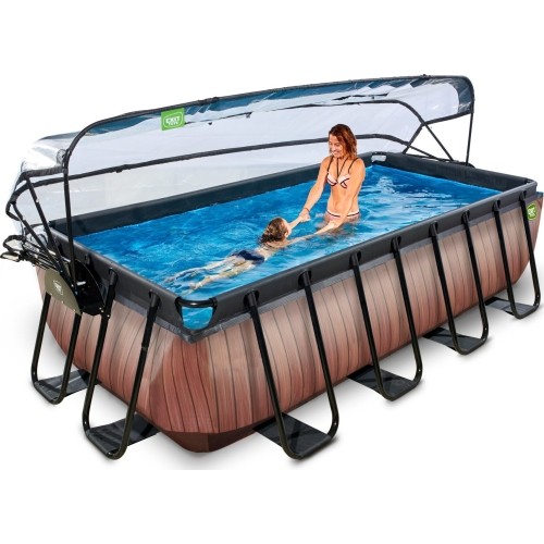 Basen EXIT Wood 400x200x100cm z zadaszeniem, drabinką i filtrem piaskowym