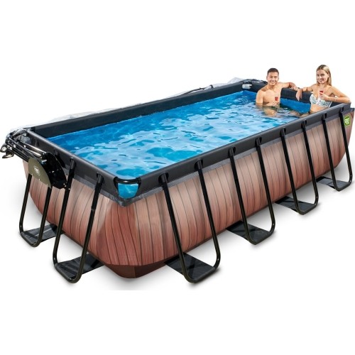 Basen EXIT Wood 400x200x100cm z zadaszeniem, drabinką i filtrem piaskowym