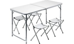 Zestaw mebli turystycznych Składany stół kempingowy turystyczny i 4 krzesła Cattara Double - Szary