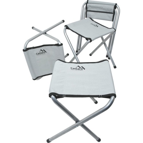 Zestaw mebli turystycznych Składany stół kempingowy turystyczny i 4 krzesła Cattara Double - Szary