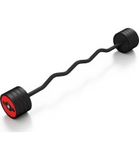 Sztanga gumowana łamana o stałym obciążeniu Marbo Sport, 35 kg, czerwona