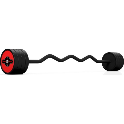 Sztanga gumowana łamana o stałym obciążeniu Marbo Sport, 35 kg, czerwona