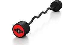 Sztanga gumowana łamana o stałym obciążeniu Marbo Sport, 35 kg, czerwona