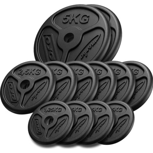Zestaw obciążeń żeliwnych Marbo Slim, 30 kg / 4x1,25 kg, 6x2,5 kg, 2x5 kg