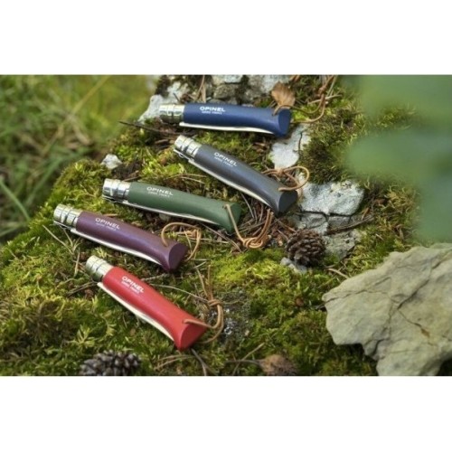 Nóż Opinel Colorama 08 Inox Grab brązowy, z paskiem