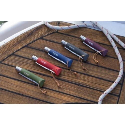 Nóż Opinel Colorama 08 Inox Grab brązowy, z paskiem