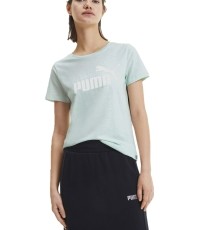 Bluzka damska Puma Ess+ Logo Heather Tee, zielona
