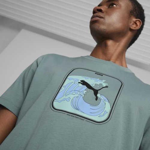 Puma bawełniana koszulka męska Graphics Wave Tee Green 674483 84