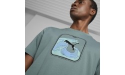 Puma bawełniana koszulka męska Graphics Wave Tee Green 674483 84