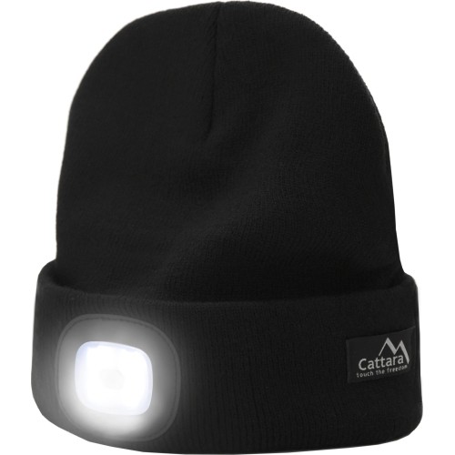 Czarna czapka z latarką LED i ładowaniem USB