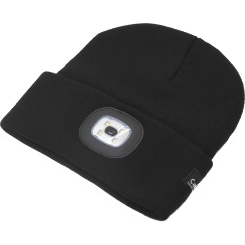 Czapka BLACK z latarką LED ładowaną przez USB