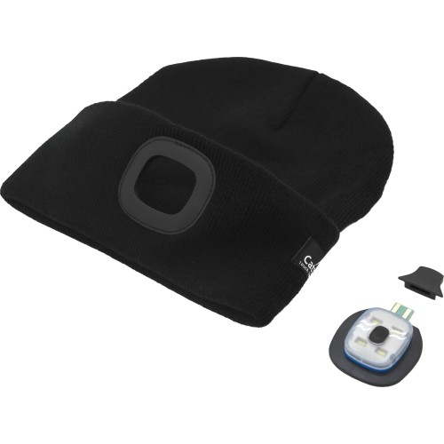 Czapka BLACK z latarką LED ładowaną przez USB