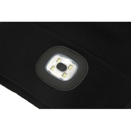 Czapka BLACK z latarką LED ładowaną przez USB