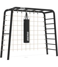 Berg PlayBase Medium TL drabinka pozioma, z siatką do wspinaczki M i workiem treningowym.