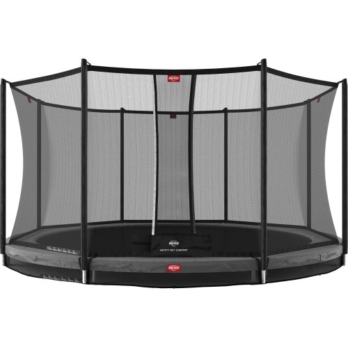 Trampolina BERG InGround Favorit - 380 cm, szara, z siatką zabezpieczającą Comfort