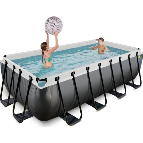 EXIT Black Leather basen 400x200x100cm z pompą filtrującą piasek - czarny