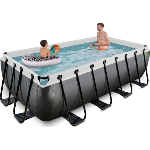 EXIT Black Leather basen 400x200x100cm z pompą filtrującą piasek - czarny