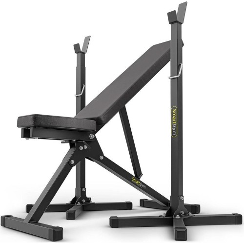 Zestaw treningowy SG1 | Ławka do ćwiczeń +  Stojaki pod sztangę regulowane - SmartGym Fitness Accessories